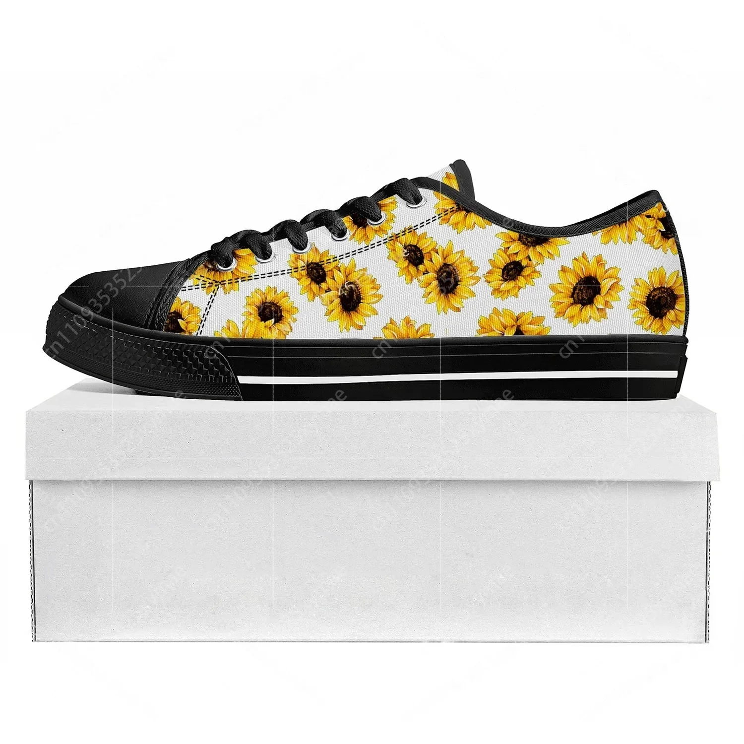 Women'S Yellow Fashion Sneakers - Sunflower Yellow Flower Low Top High
