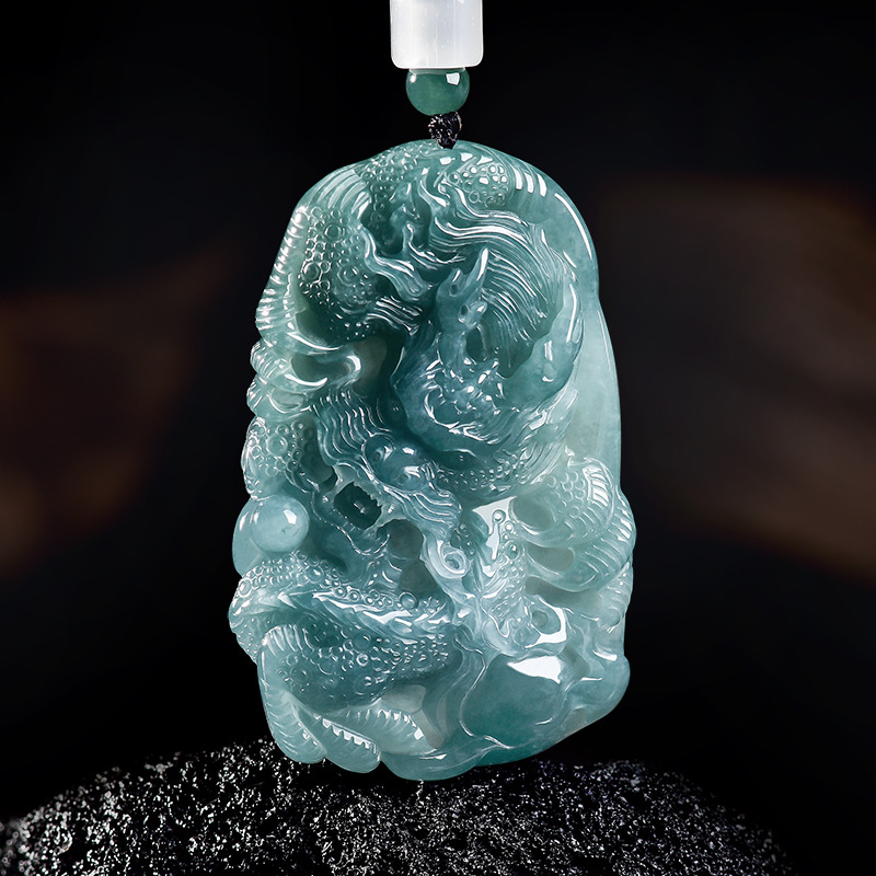 Women Fashion Designers - Natural Burmese Jadeite Dragon Pendant Necklace
