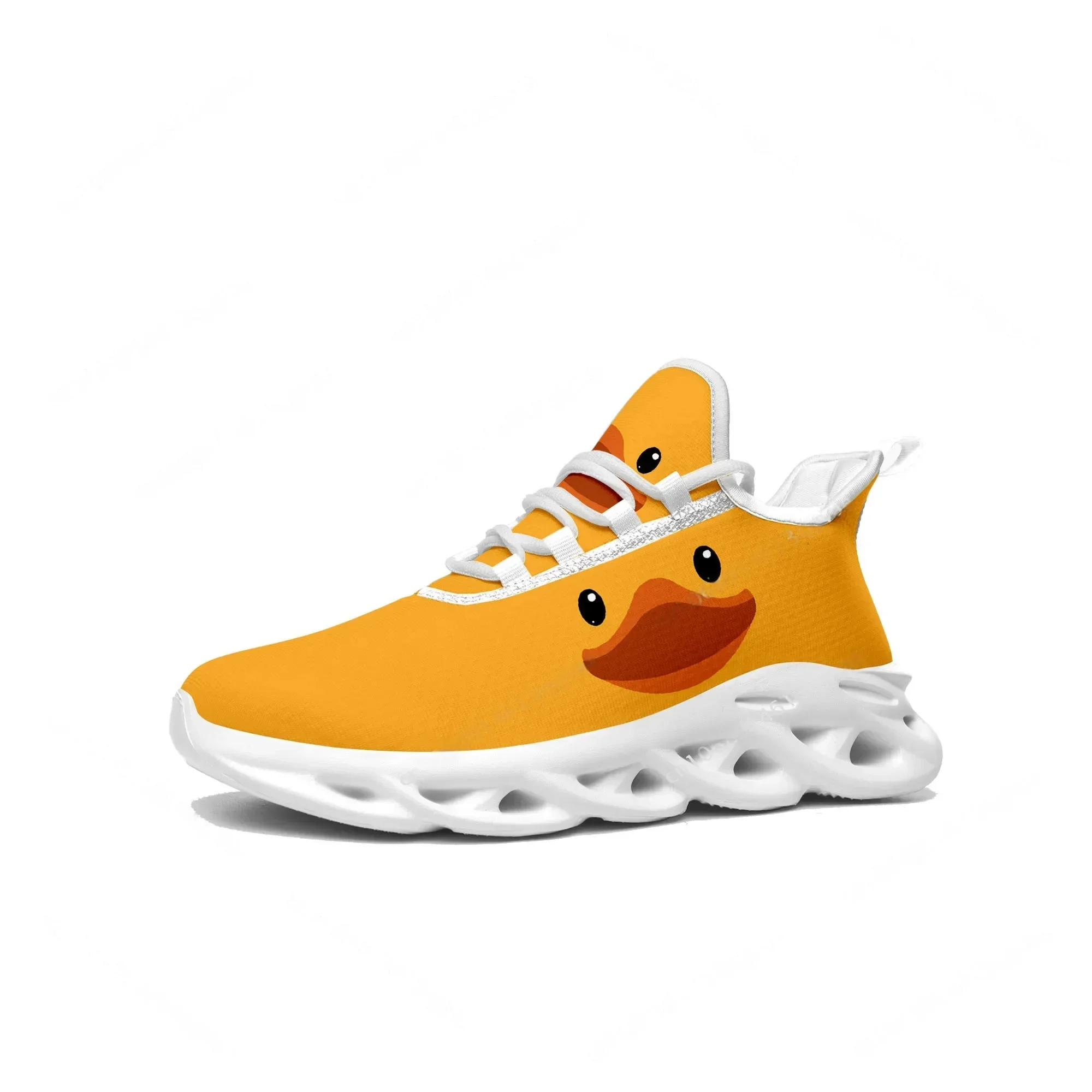 Women'S Yellow Fashion Sneakers - Yellow Duck Printed Flats Sneakers Mens
