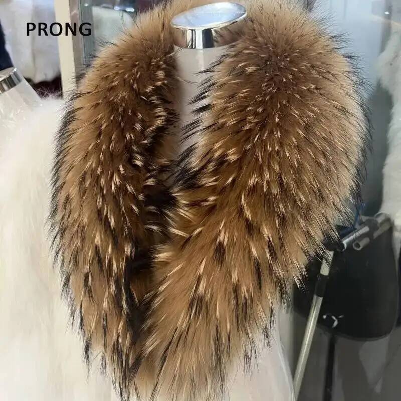 Women'S Fashion Essentials - Natural Raccoon Fur Collar Real Fur