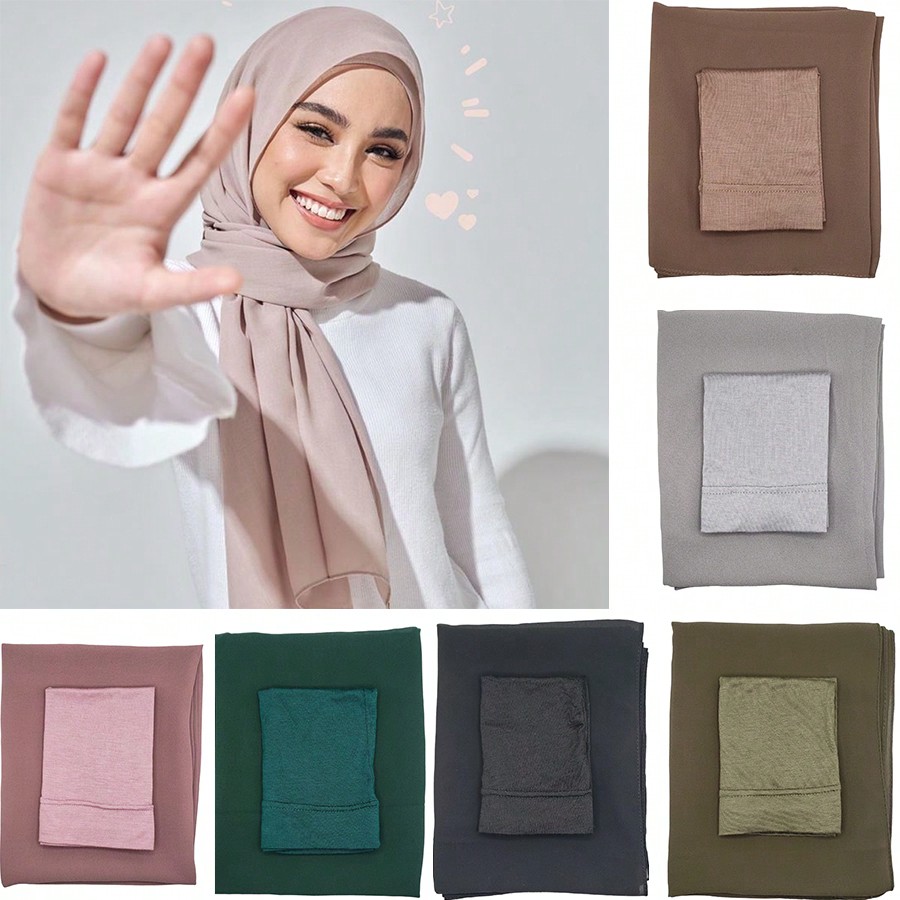 Women Fashion Youtube - 2Pcs/Set Women's Hijab Scarf And Cap