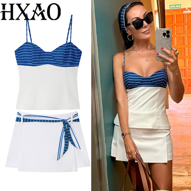 Corset Top Boned - HXAO Bow Stripe Women's Skirt Short