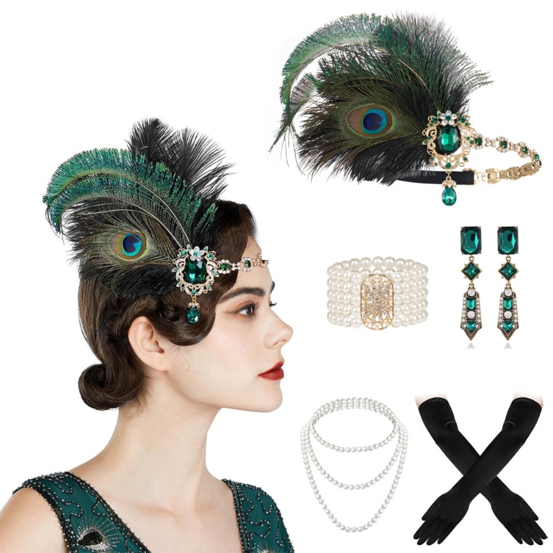 Women'S Fashion Roaring 20S - Flapper Accessories Set 1920s Great Gatsby