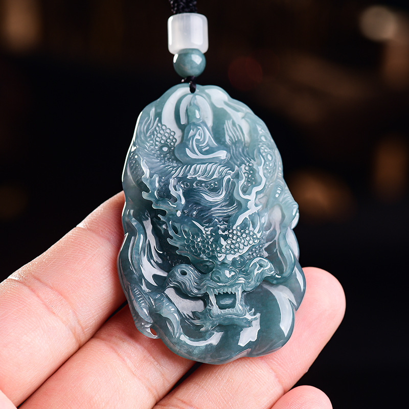 Women Fashion Designers - Natural Burmese Jadeite Dragon Pendant Necklace