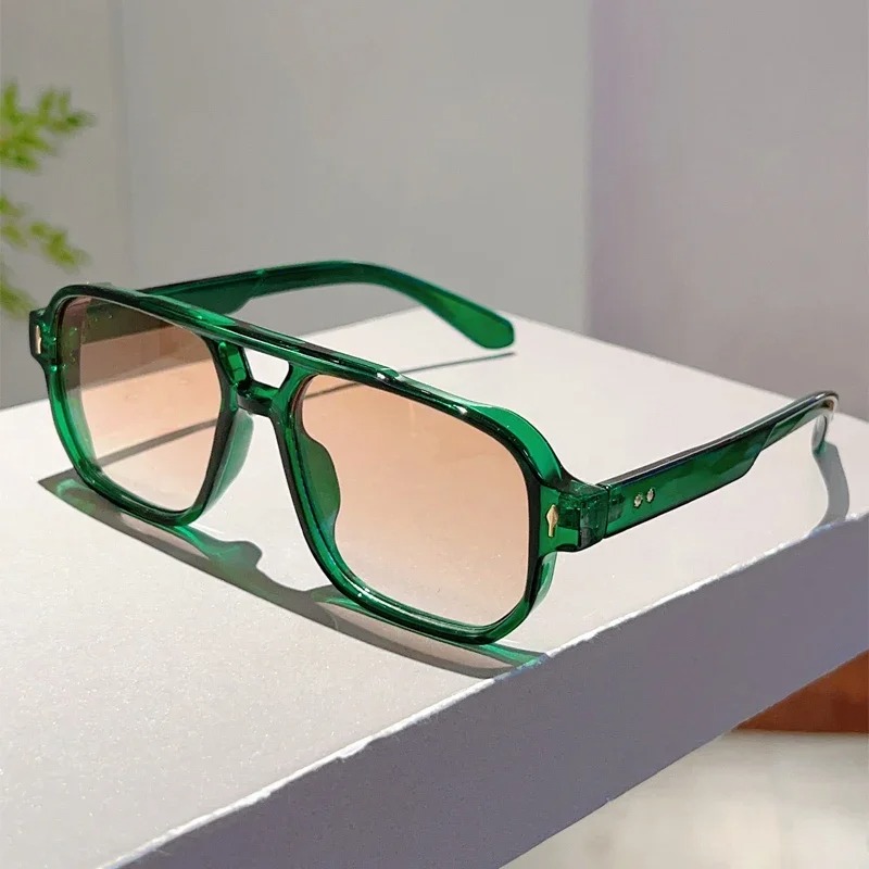 Women'S Fashion Eyewear - New Vintage Double Bridges Square Sunglasses