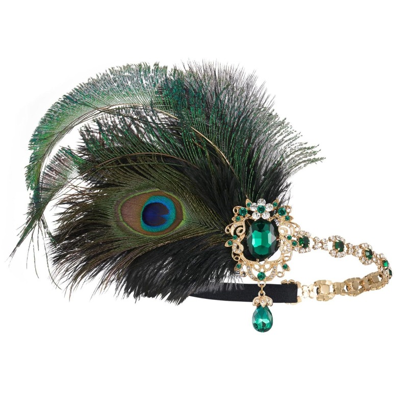 Women'S Fashion Roaring 20S - 1920s Flapper Peacock Feather Headband Roaring