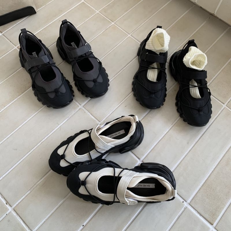 Women'S Fashion Velcro Sneakers - Sporty Chunky Platform Mary Jane Shoes