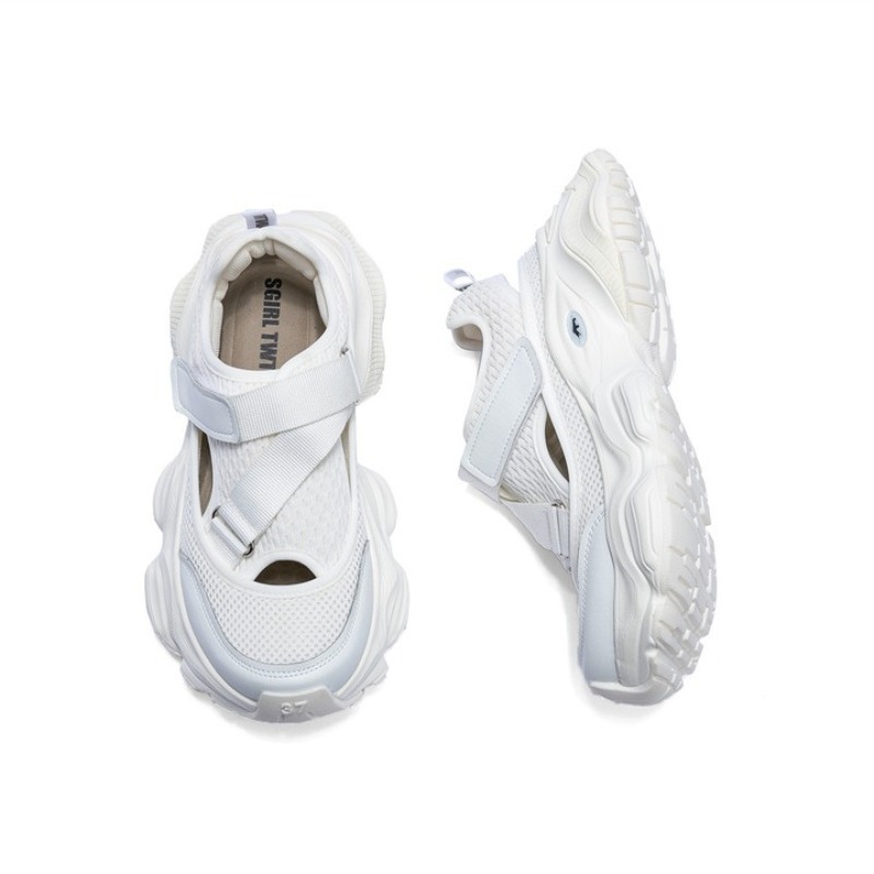 Women'S Fashion Velcro Sneakers - Women's Hollow Breathable Dad Shoes Heightening