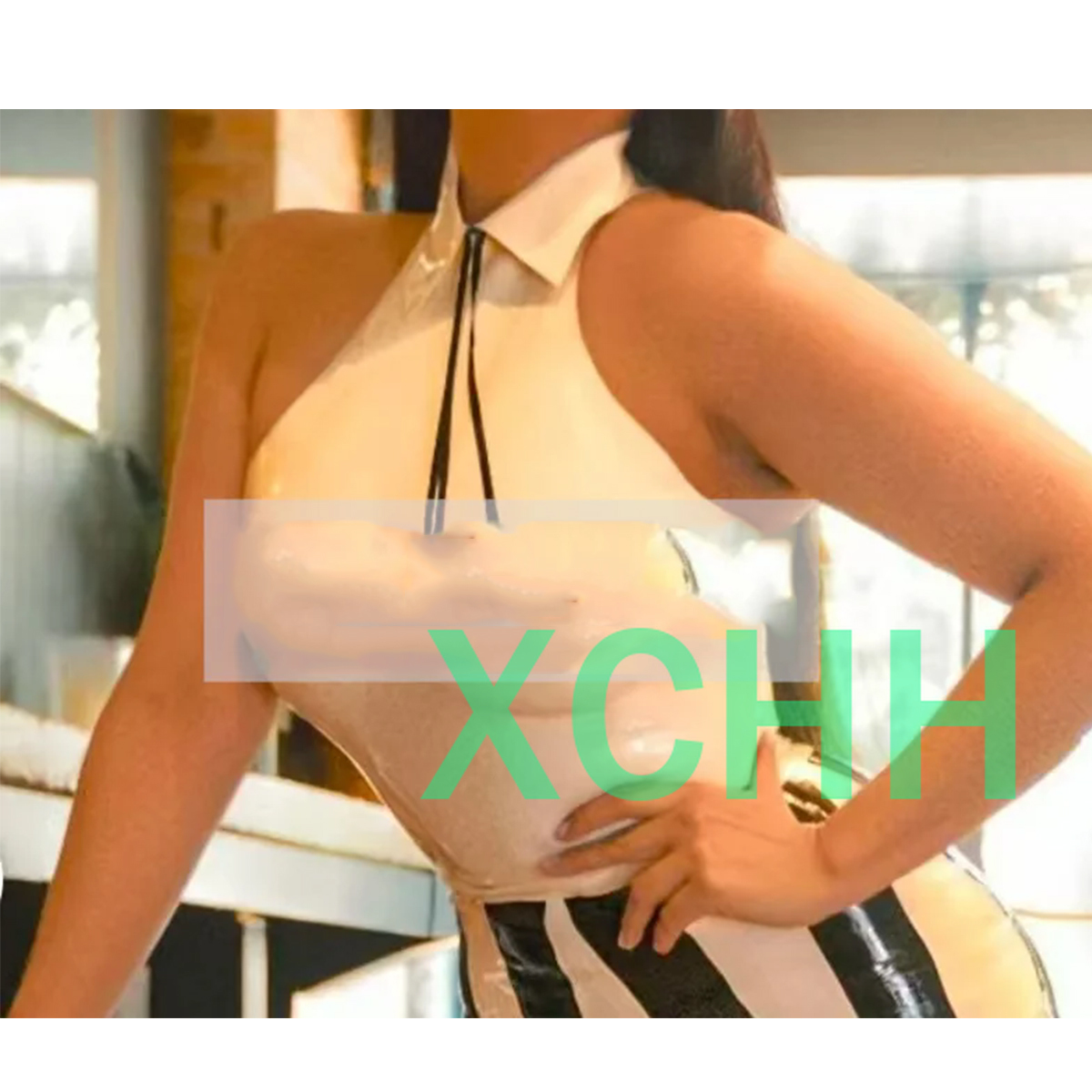 Women'S Fashion Vest Tops - Natural Latex Sexy Women Collared Halter