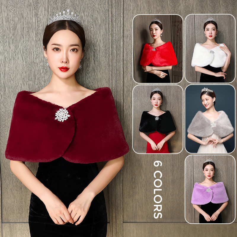 Women'S Fashion Essentials - Women Bridal Shawl Wedding Cape Faux