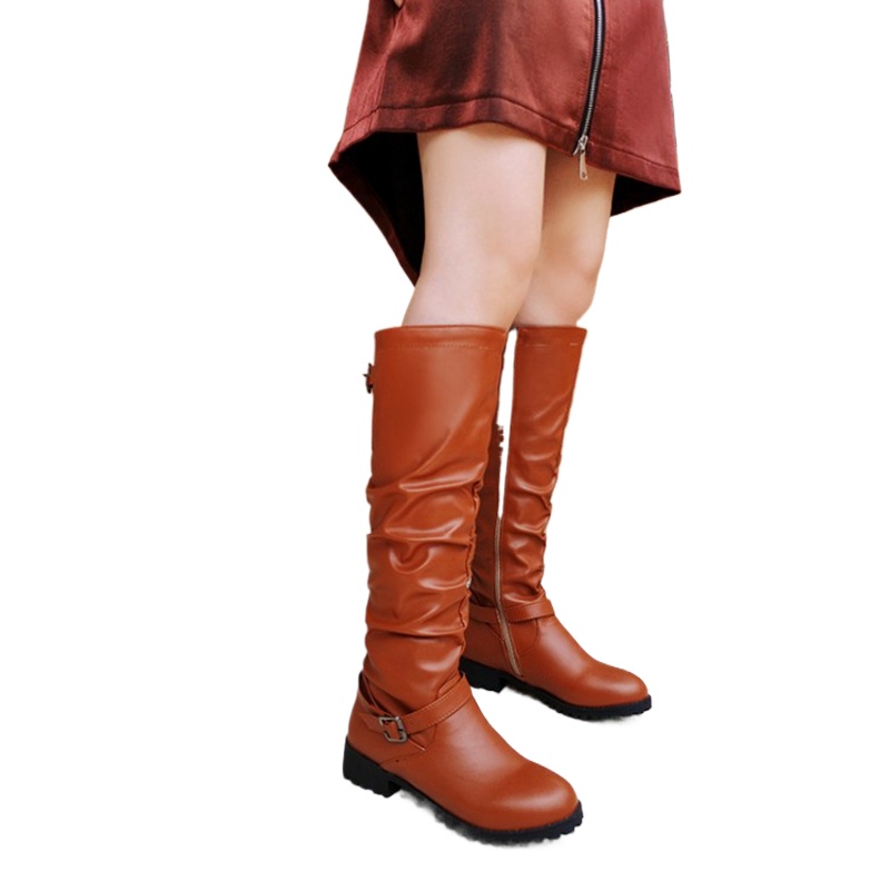 Women'S Fashion Riding Boots - Knee High Boots Women Fashion Pleated