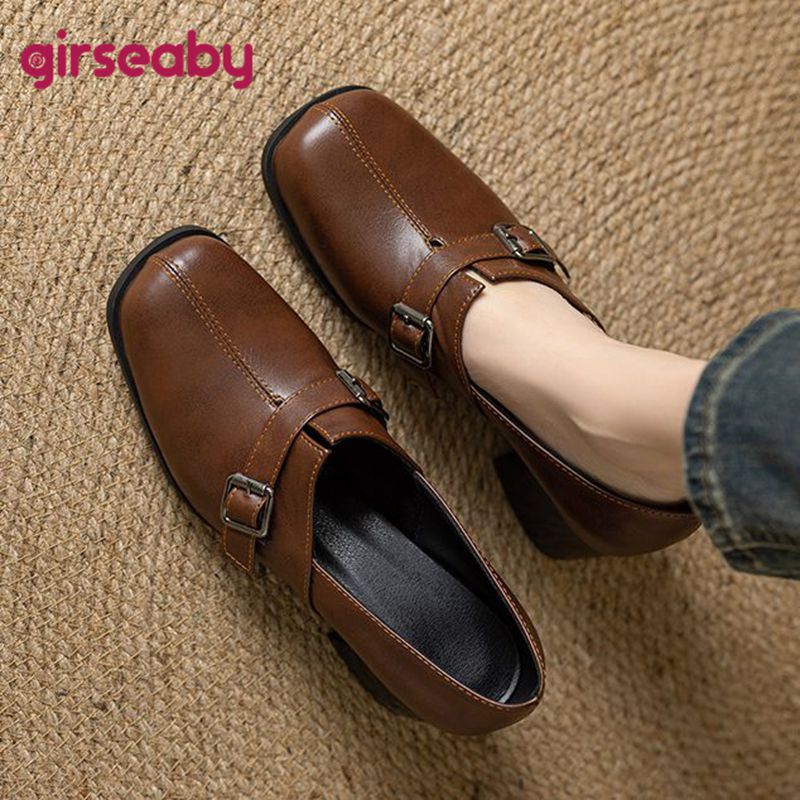 Women Fashion Designers - Girseaby Vintage Women Pumps Square Toe