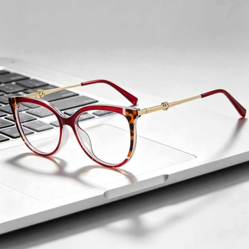 Pearl Heart-Shaped Cat-Eye Gla - Women'S Fashion Glasses Non Prescription 评论和价格