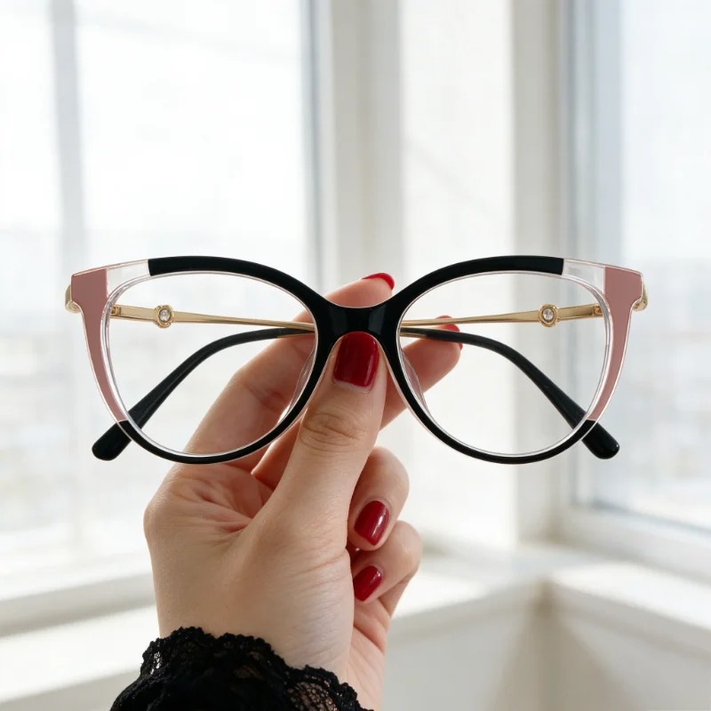 Pearl Heart-Shaped Cat-Eye Gla - Women'S Fashion Glasses Non Prescription 评论和价格