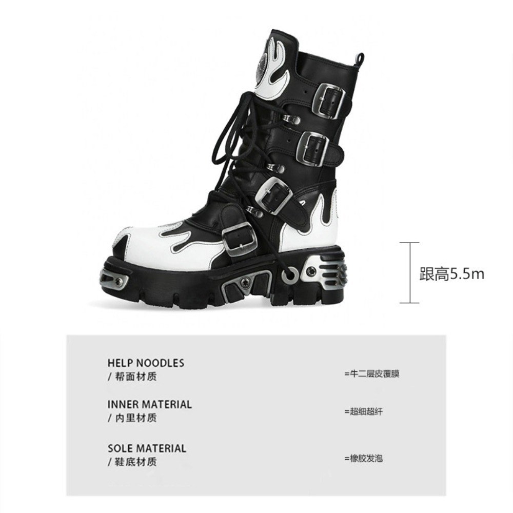 Fashion New Men's Flame Metal  - Women'S Fashion Riding Boots 评论和价格