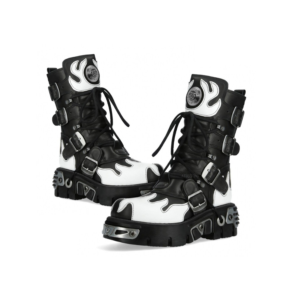Fashion New Men's Flame Metal  - Women'S Fashion Riding Boots 评论和价格