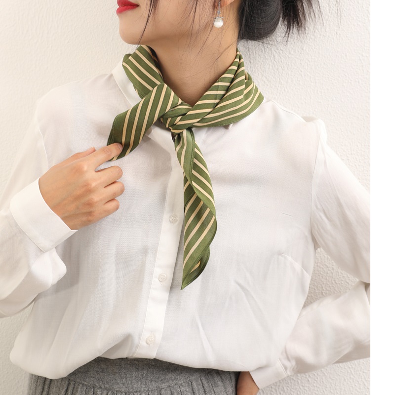 Stripe Print 100% Silk Neck He - Women Fashion Hats 评论和价格