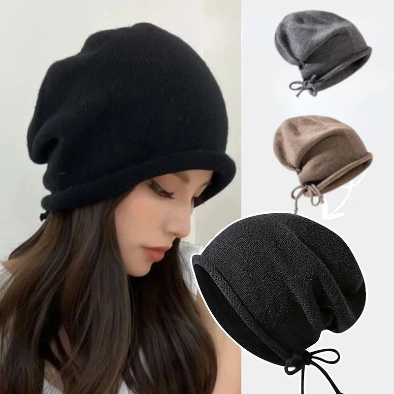 Knitted Bonnet Hoods Female Wi - Women Fashion Hats 评论和价格