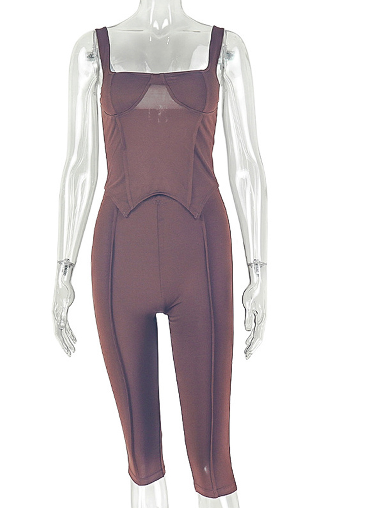 Beyprern Sexy Solid Brown Two  - Corset Top Boned 评论和价格