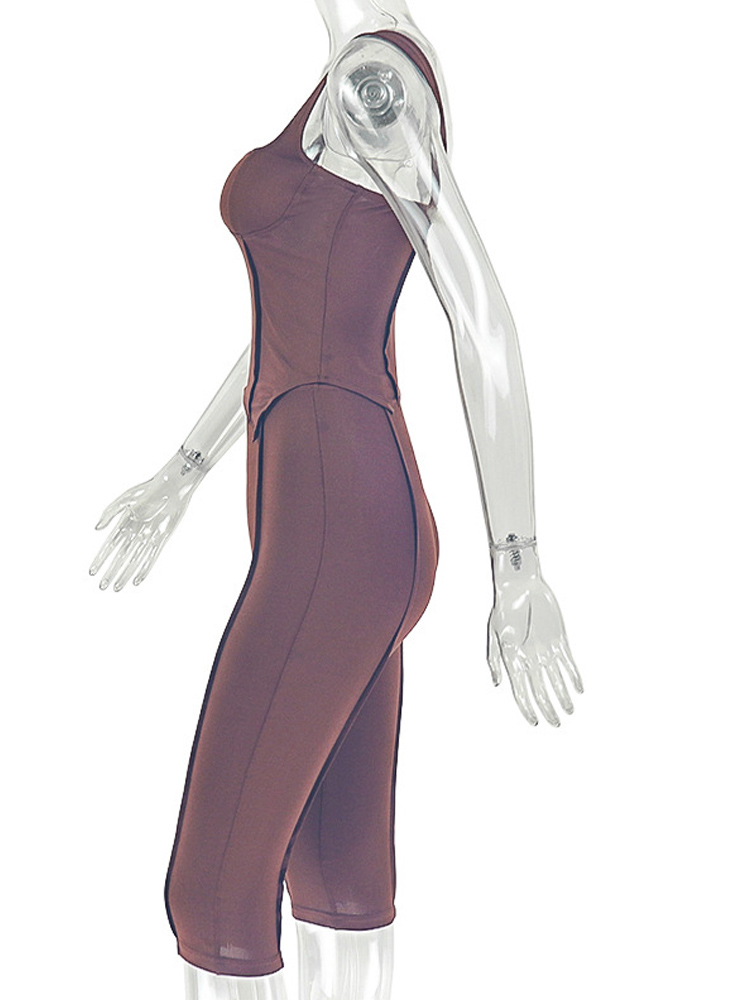 Beyprern Sexy Solid Brown Two  - Corset Top Boned 评论和价格