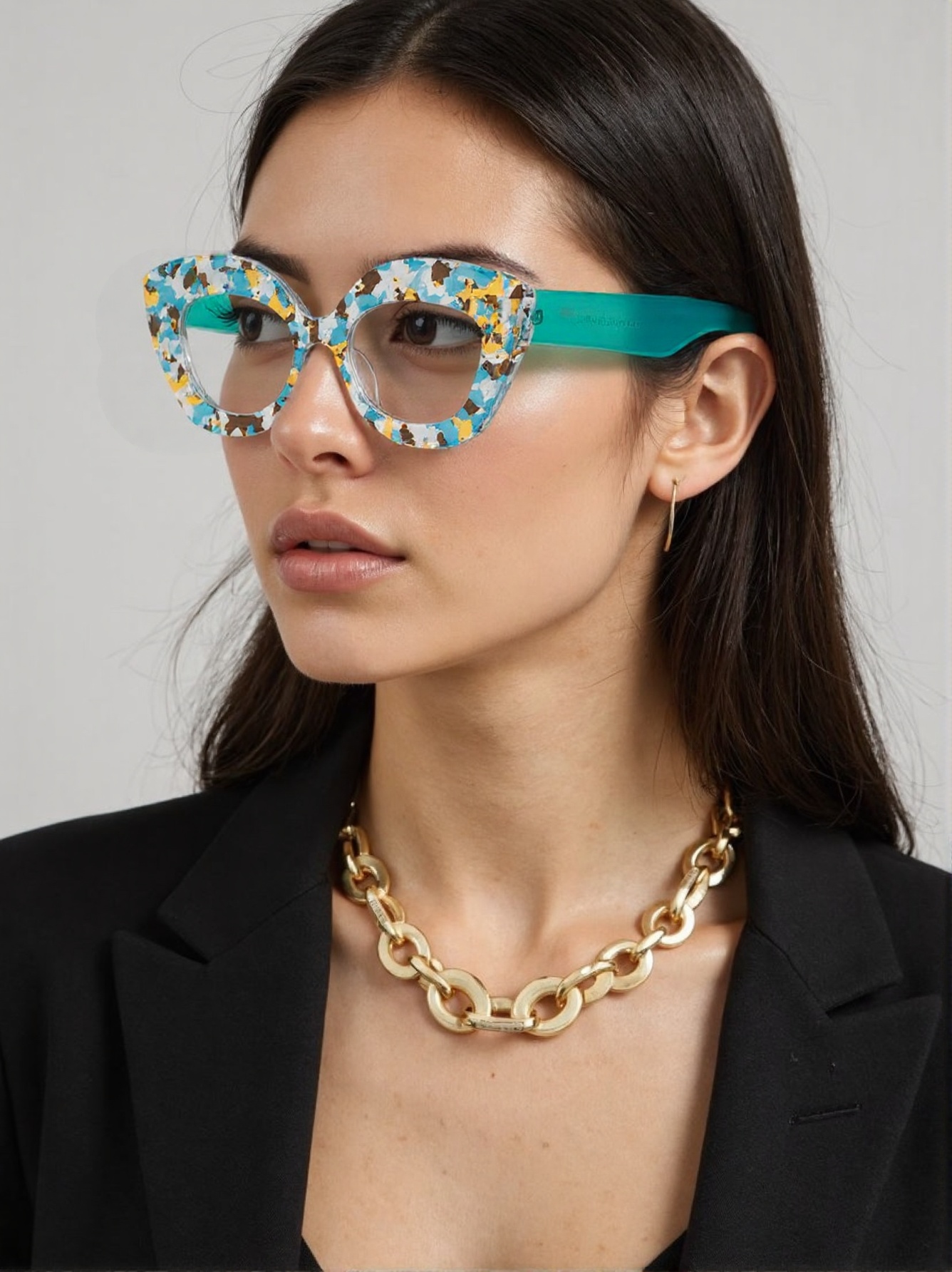 Large Frame Cat-Eye Floral Gla - Women'S Fashion Glasses Non Prescription 评论和价格