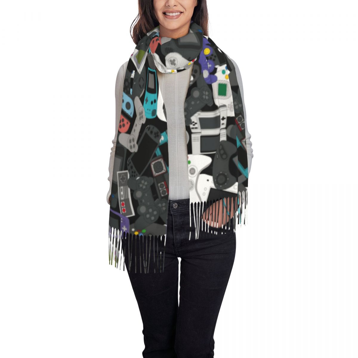 Gamer Controller Tassel Scarf  - Women Fashion Video 评论和价格