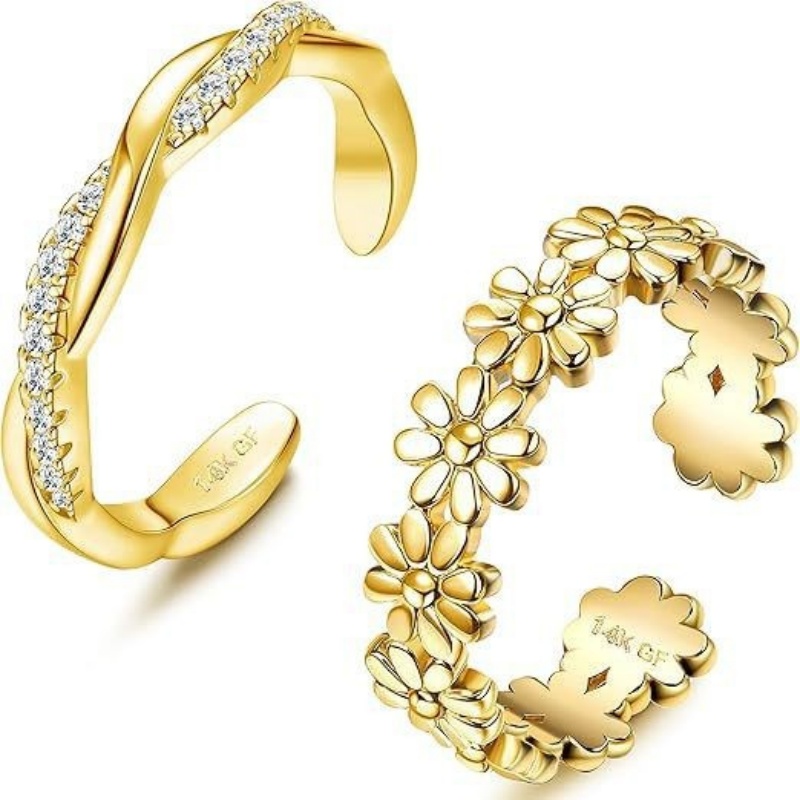 14K Gold-Plated Adjustable Zir - Women'S Fashion Rings Gold 评论和价格