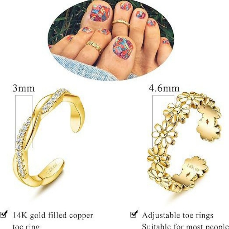 14K Gold-Plated Adjustable Zir - Women'S Fashion Rings Gold 评论和价格