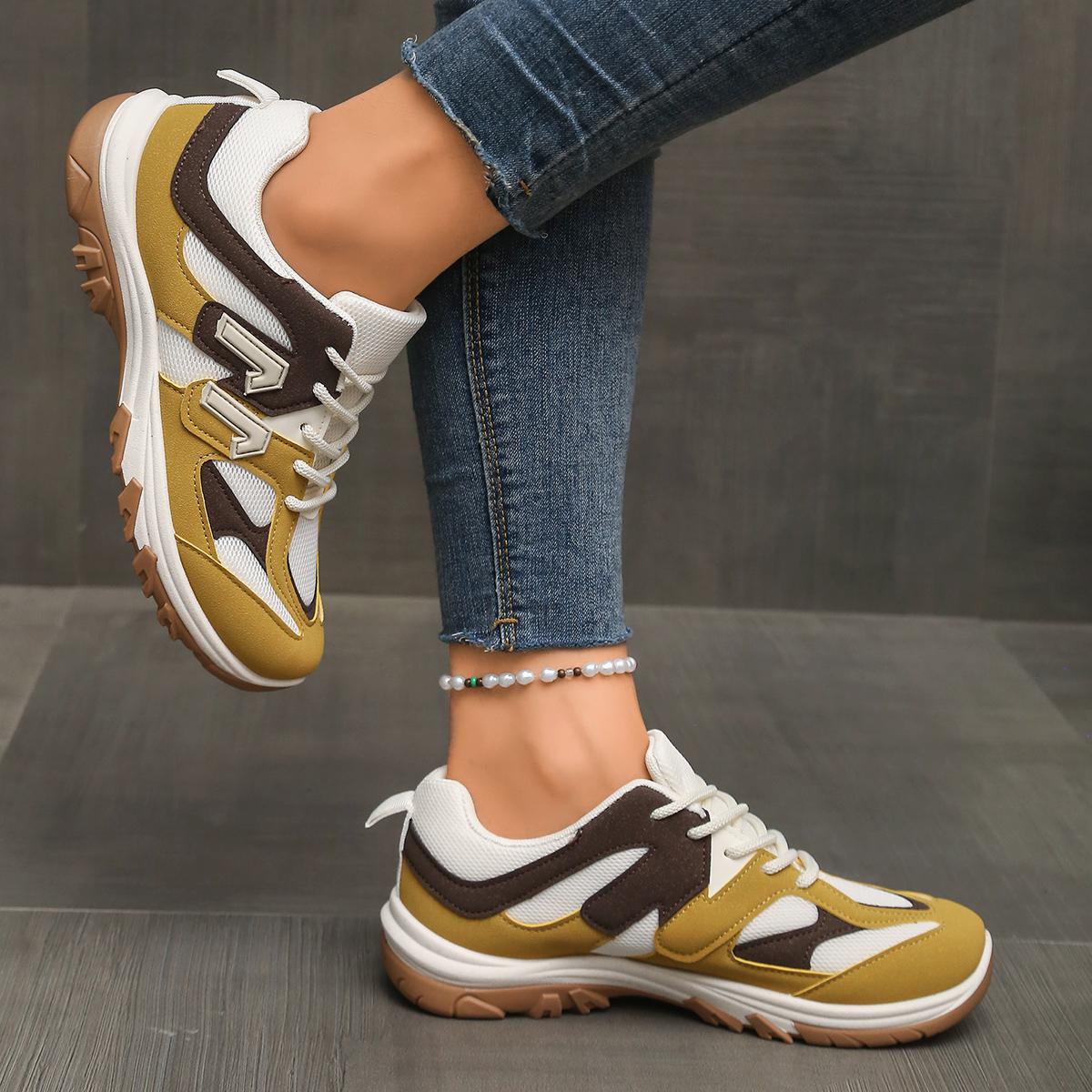 Fashion Gray Yellow Mix Color  - Women'S Yellow Fashion Sneakers 评论和价格