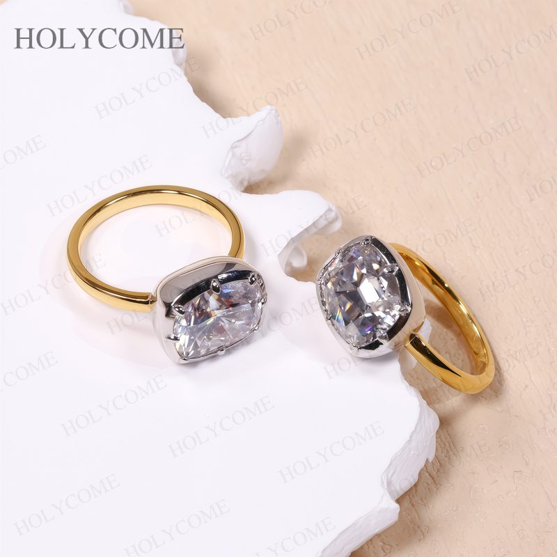 Custom Rings Moissanite Cushio - Women'S Fashion Rings Gold 评论和价格