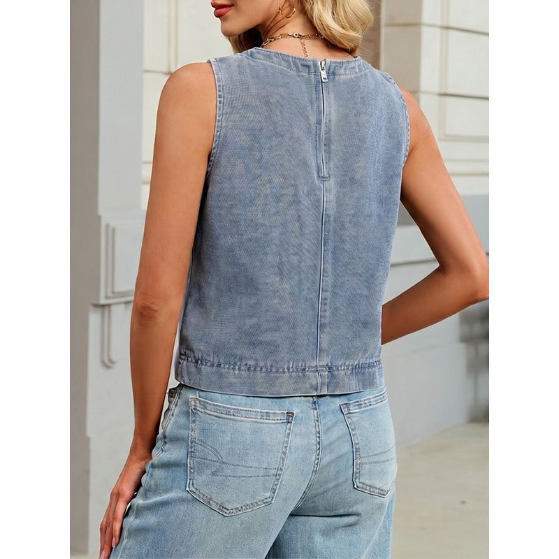 Benuynffy Casual Round Neck De - Women'S Fashion Vest Tops 评论和价格