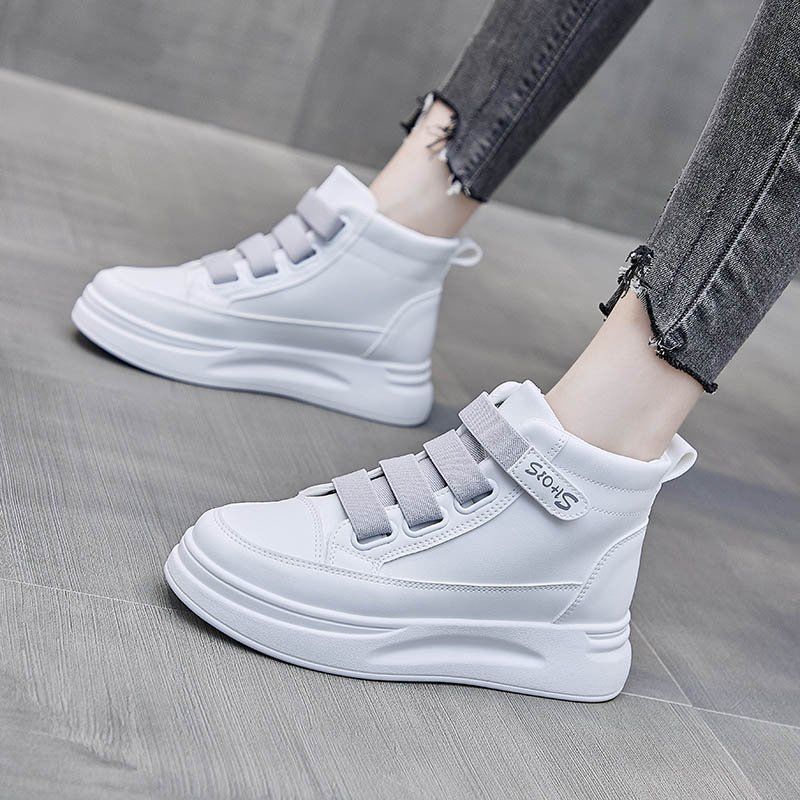 High Top White Sneakers 2025 W - Women'S Fashion Velcro Sneakers 评论和价格