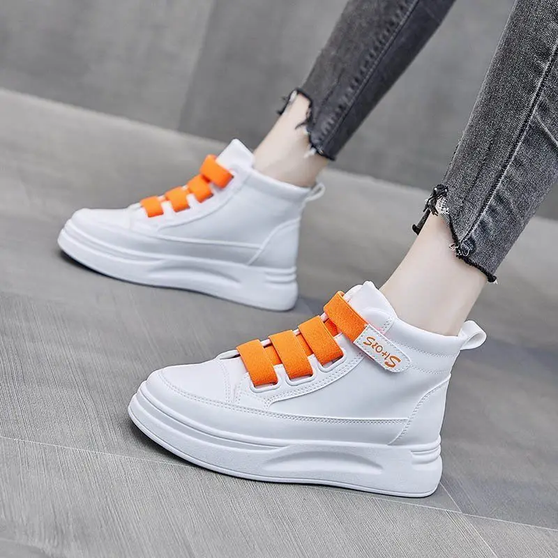 High Top White Sneakers 2025 W - Women'S Fashion Velcro Sneakers 评论和价格