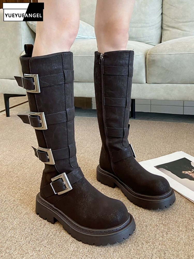 Fashion Women Multi Buckle Kne - Women'S Fashion Riding Boots 评论和价格