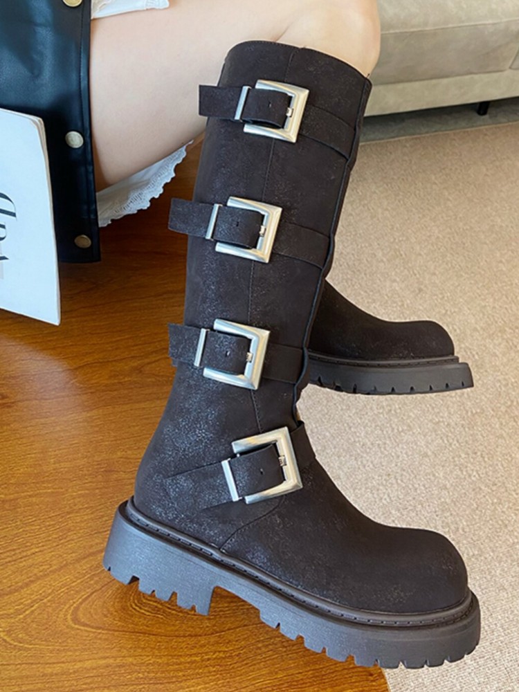Fashion Women Multi Buckle Kne - Women'S Fashion Riding Boots 评论和价格