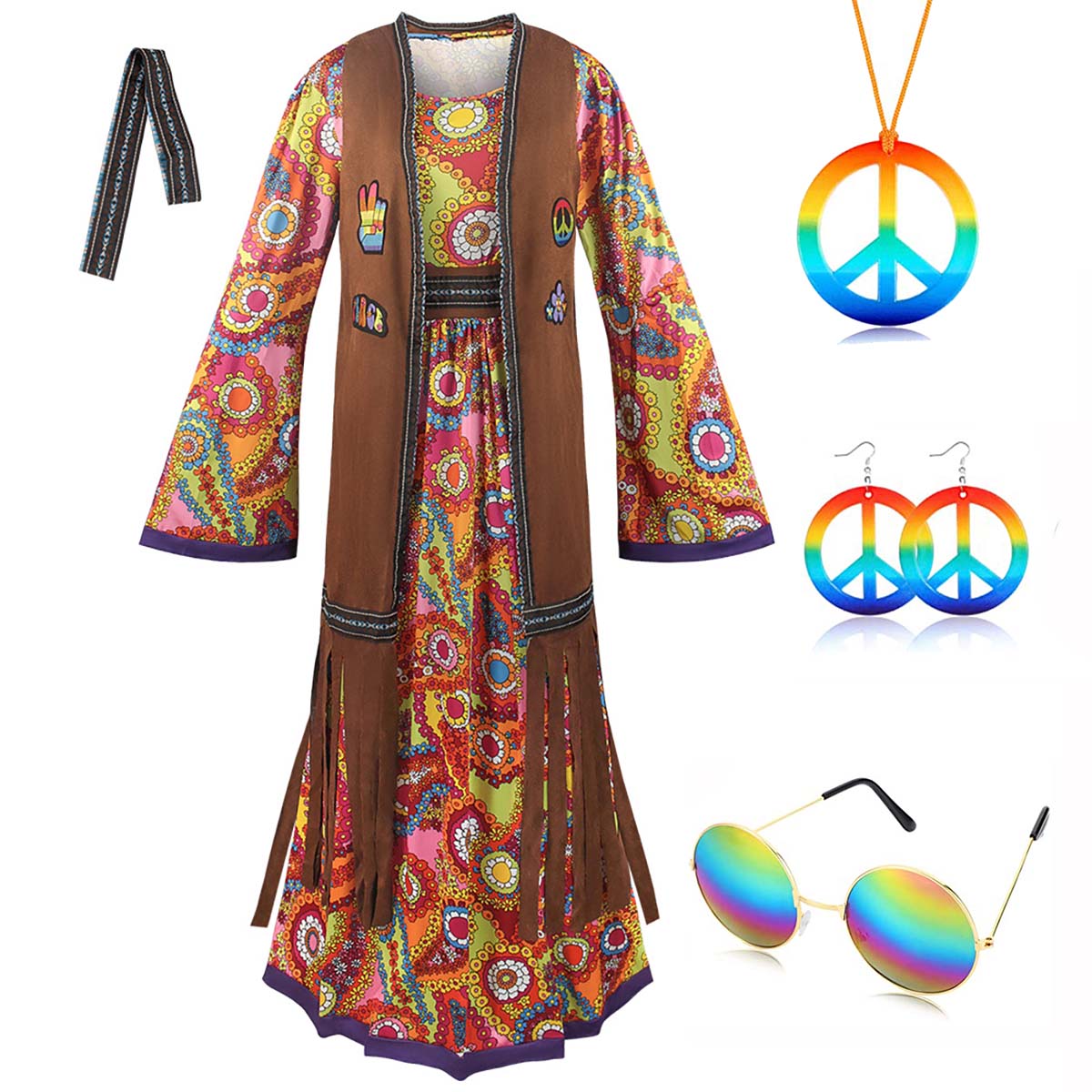 1960s 70s Retro Hippie Costume - Women'S Fashion From The 70S 评论和价格