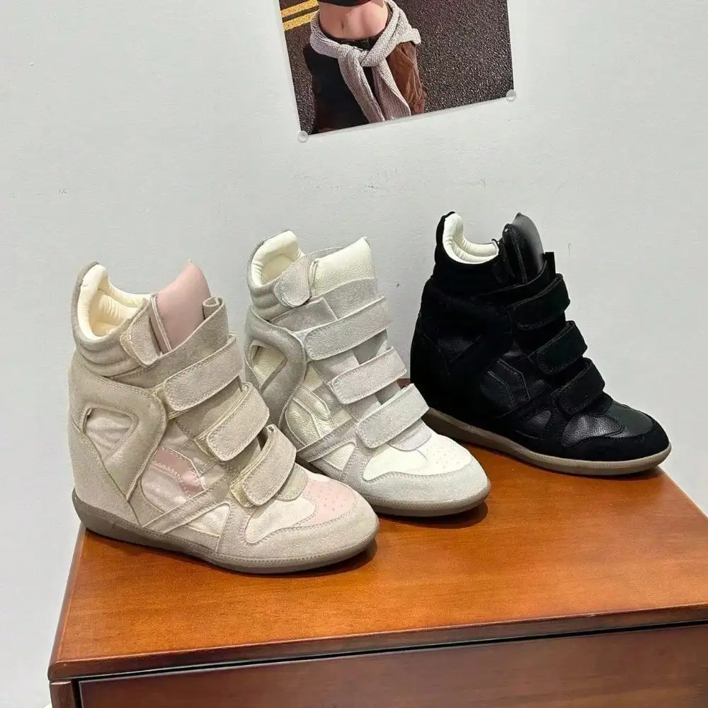 High Top Wedge Sneakers for Wo - Women'S Fashion Velcro Sneakers 评论和价格