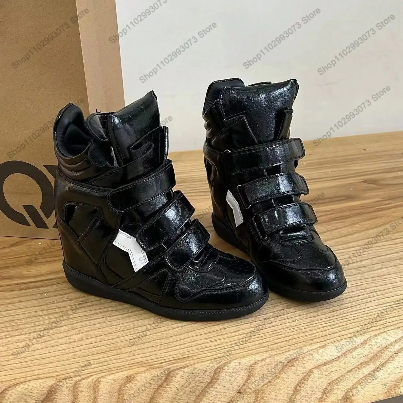 High Top Wedge Sneakers for Wo - Women'S Fashion Velcro Sneakers 评论和价格