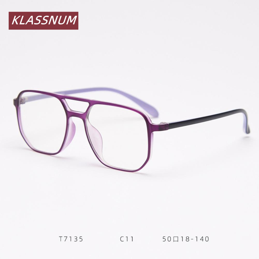 KLASSNUM Double Bridge Square  - Women'S Fashion Glasses Non Prescription 评论和价格