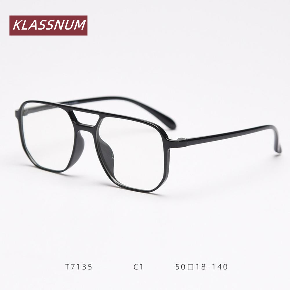 KLASSNUM Double Bridge Square  - Women'S Fashion Glasses Non Prescription 评论和价格