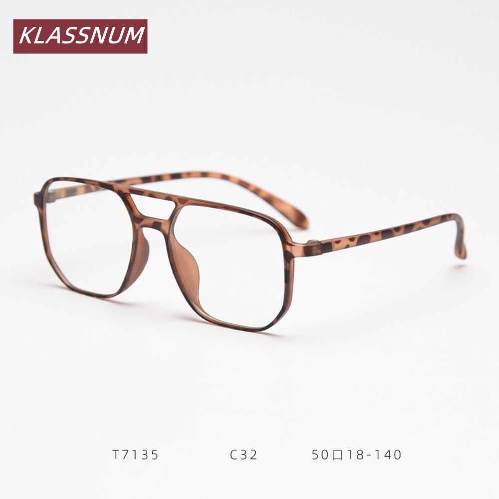 KLASSNUM Double Bridge Square  - Women'S Fashion Glasses Non Prescription 评论和价格