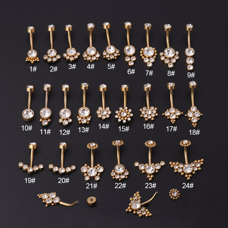 Zircon Golden Belly Button Rin - Women'S Fashion Rings Gold 评论和价格