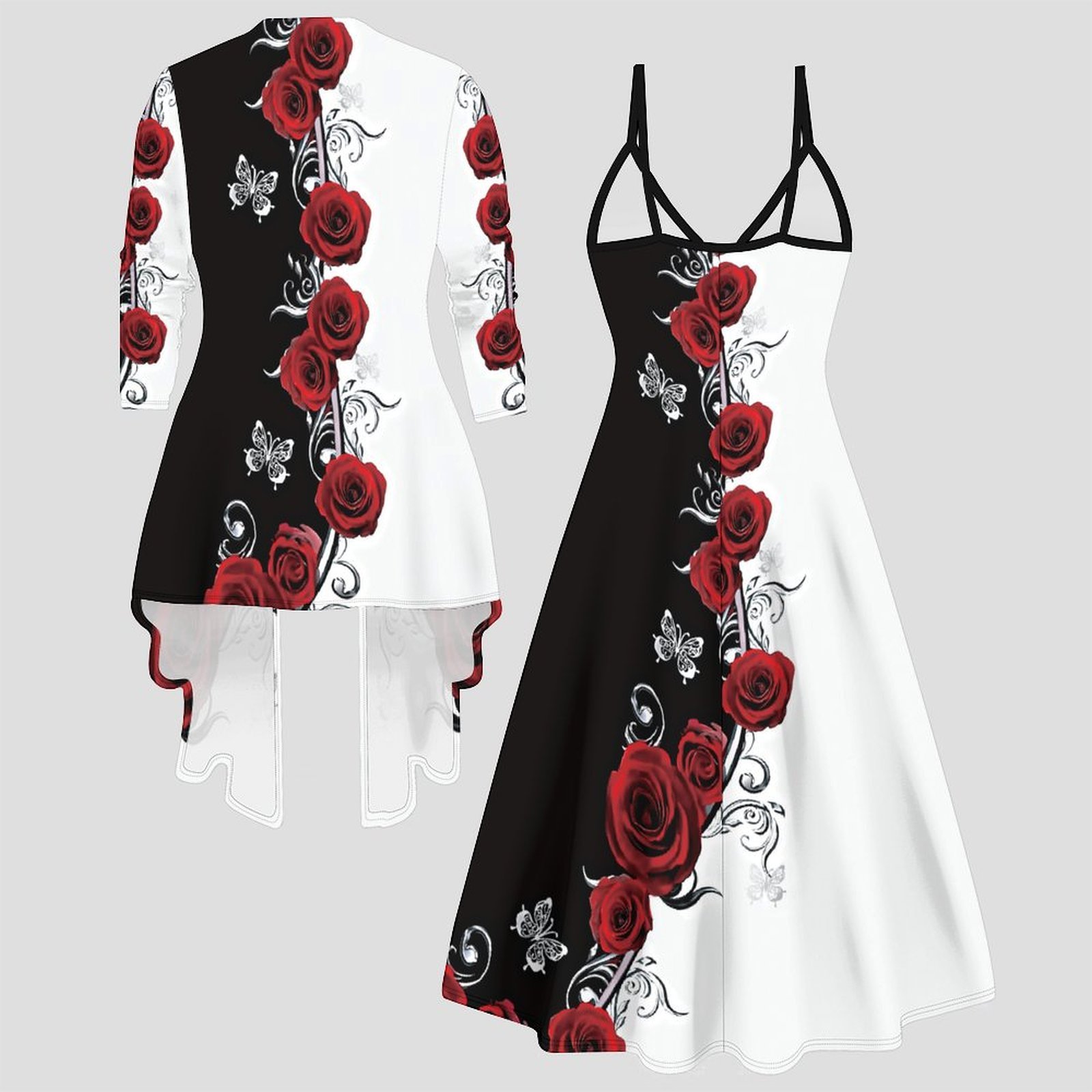 Print Two Piece Set Women Midi - Women'S Fashion Essentials 评论和价格